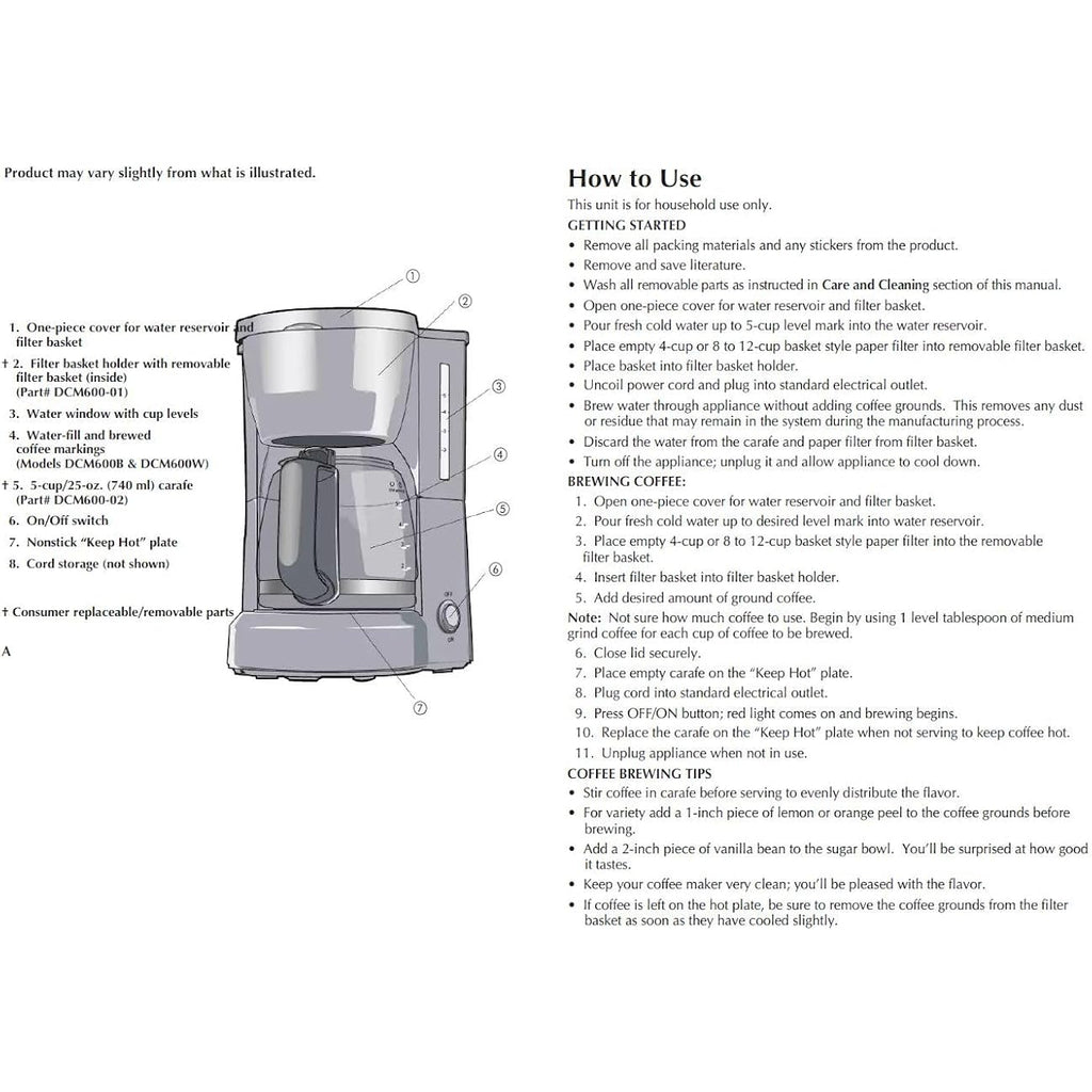 BLACK+DECKER 5-Cup Coffeemaker, DCM600B Black
