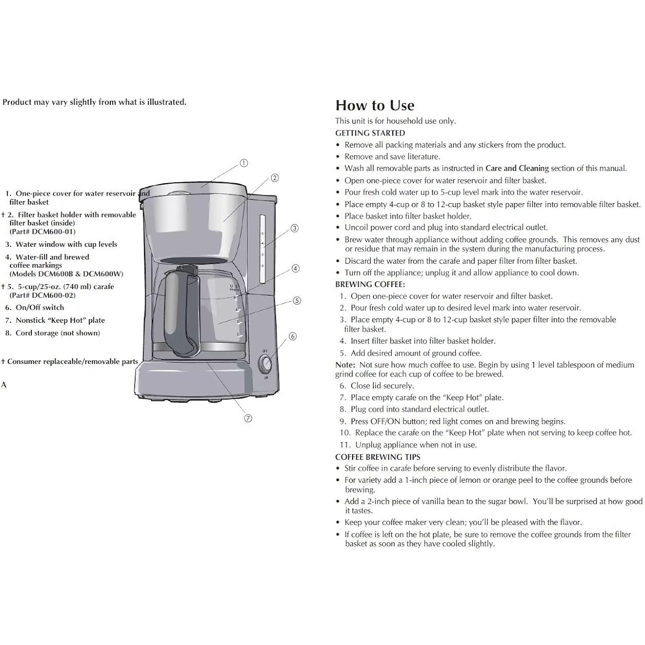 BLACK+DECKER 5-Cup Coffeemaker, DCM600B Black