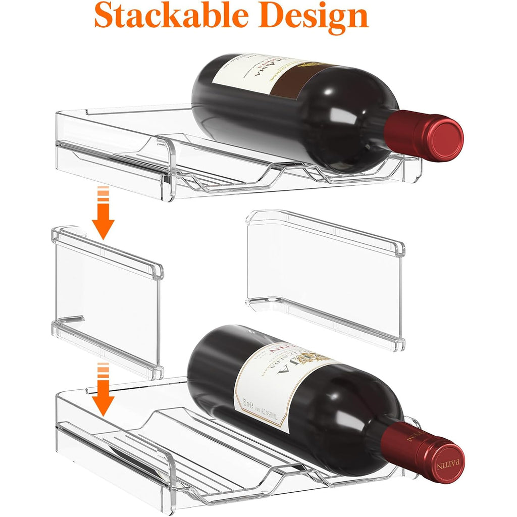 Lifewit Plastic Stackable Wine Rack For Refrigerator, Cabinet, Countertop,Wine Bottle Holder, Water Bottle Organizer For Fridge, Pantry, Hold 4 Bottles