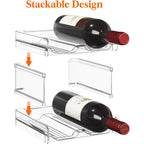 Lifewit Plastic Stackable Wine Rack For Refrigerator, Cabinet, Countertop,Wine Bottle Holder, Water Bottle Organizer For Fridge, Pantry, Hold 4 Bottles