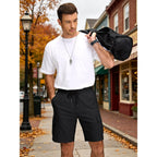 Jemldl Mens Casual Cargo Shorts Stretch Elastic Waist Drawstring Summer Work Short With 5 Pockets