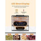 Fohere Food Dehydrator, 5 Bpa-Free Tray Dehydrators For Food And Jerky, Fruit, Herbs, Meat, Dog Treats, 48H Timer And 95-158°F Temperature Control, 400W Dehydrator Machine, 11.42" Stackable Trays