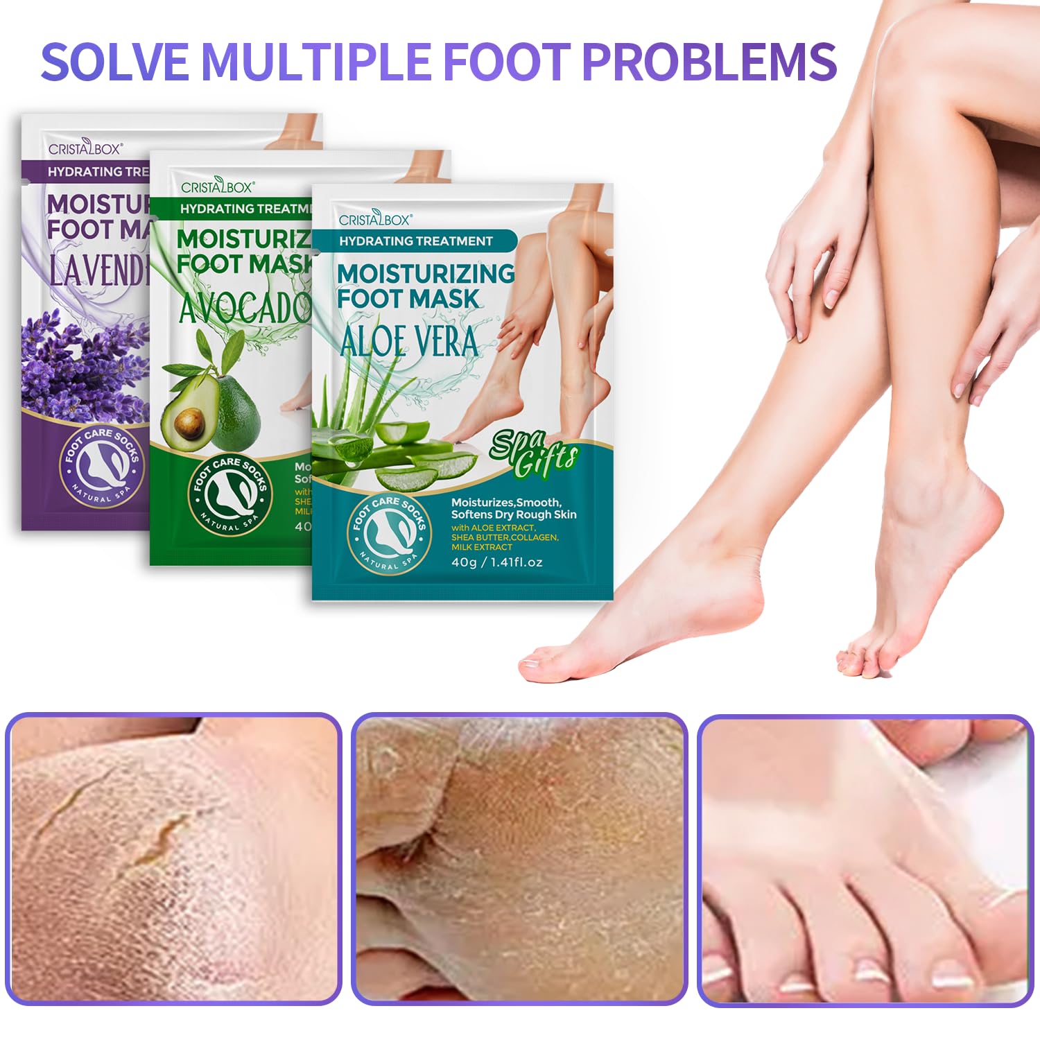 18 Pack Moisturizing Foot Mask, Hydrating Foot Masks for Dry Cracked Feet, Moisturizing Socks Dry Skin Moisturizer for Soft and Smooth Touch Feet, Foot Care Spa Gifts for Women Men Mothers Day Gifts