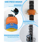 2 Pack Hat Organizer For Baseball Caps, Strong Adhesive Hat Rack For Wall, Multilayer Hat Storage Display Holder For Door Closet, Cap Organizer Storage Wall Mounted Hat Hooks Hold Up To 18 Hat (Black)