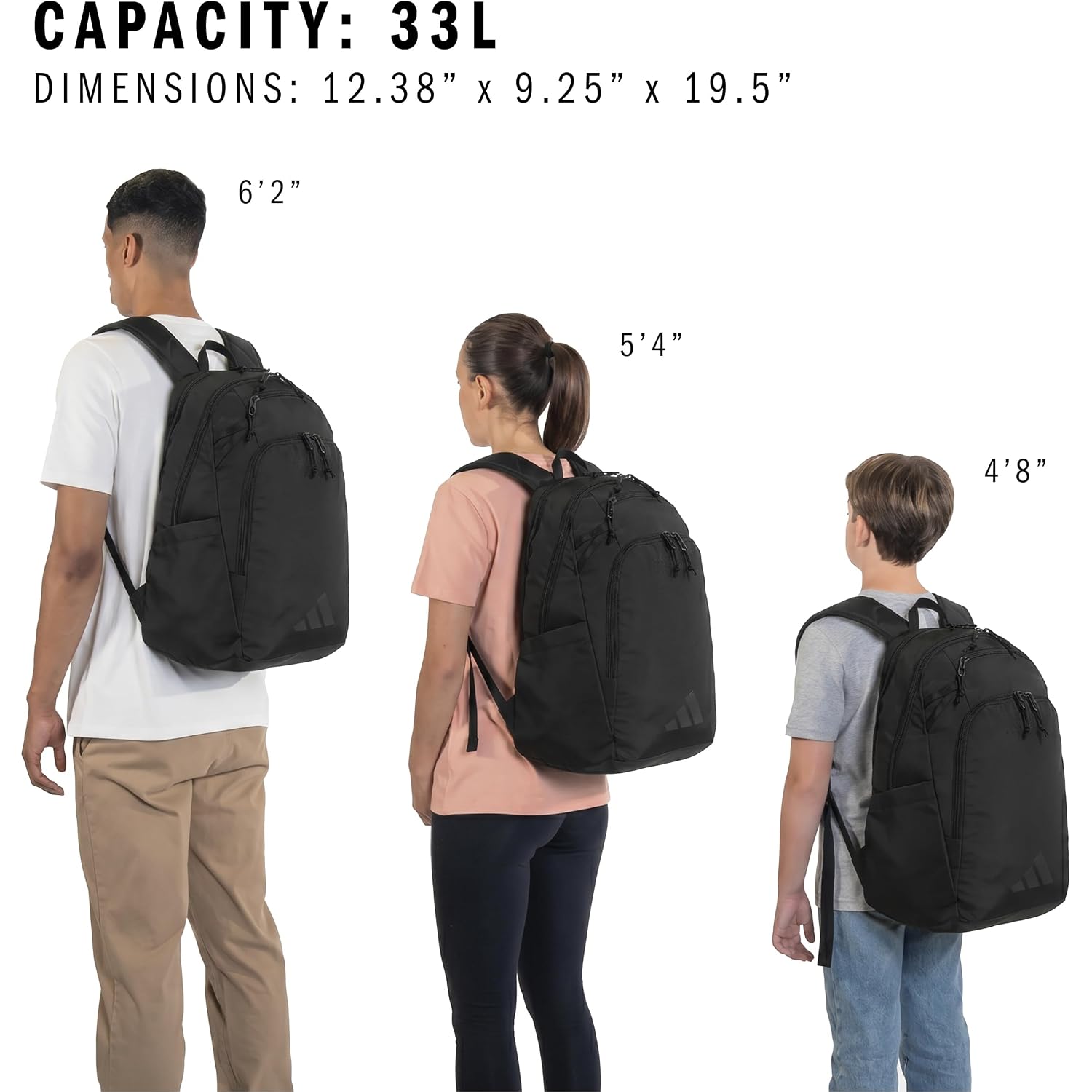 Adidas Defender 5 Backpack For Sports, Gym, School And Travel, 33L, Black/Black, Osfa