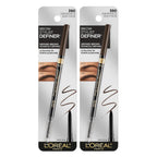 L'Oreal Paris Makeup Brow Stylist Definer Waterproof Eyebrow Pencil, Ultra-Fine Mechanical Pencil, Draws Tiny Brow Hairs and Fills in Sparse Areas and Gaps, Dark Brunette, 0.11 Ounce (Pack of 2)