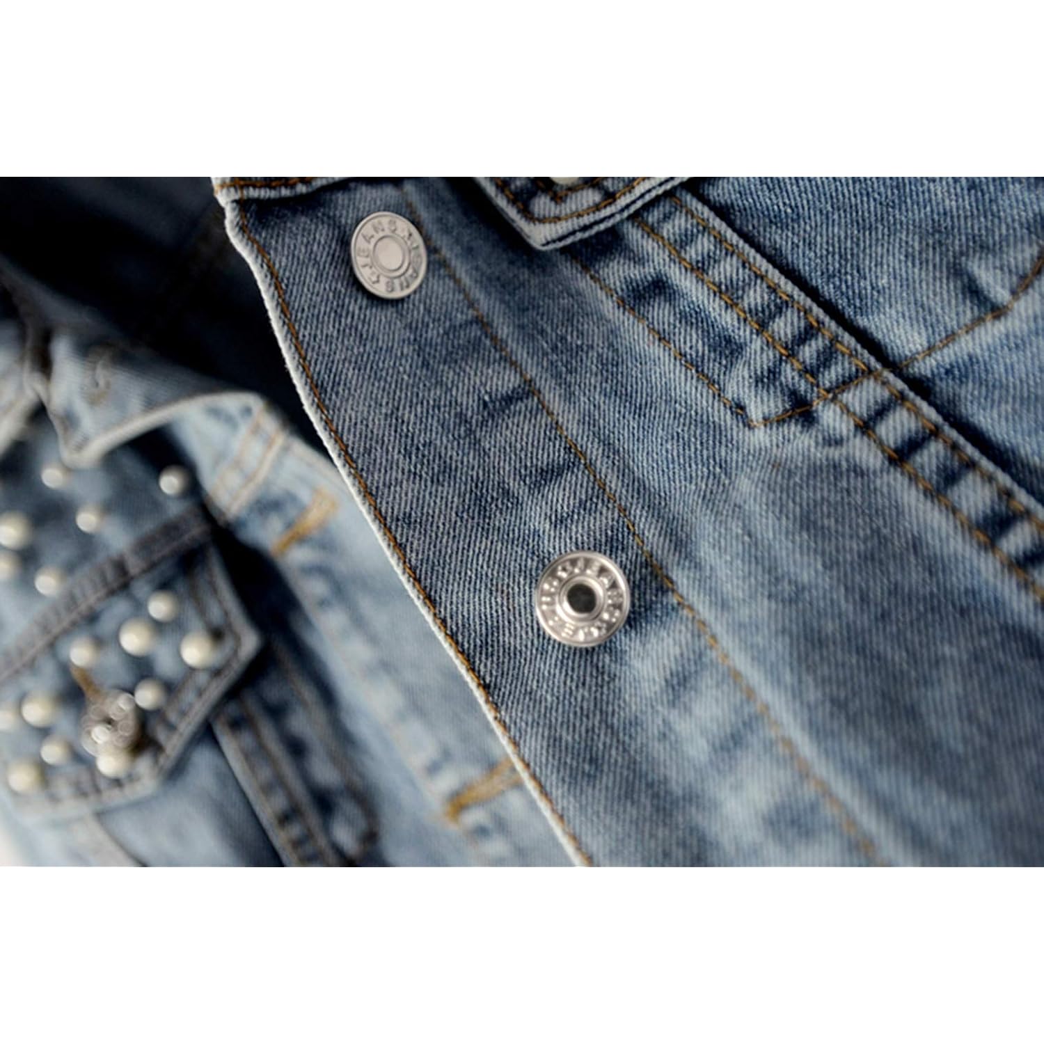 Women Oversized Denim Jacket Embroidered Pearls Beading Jeans Coat