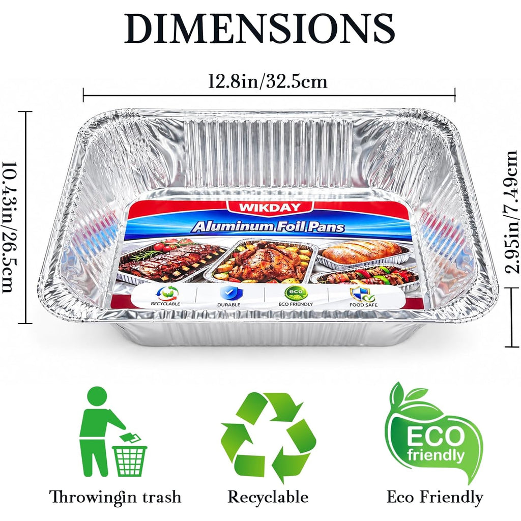 30 Pack Aluminum Foil Pans, 9X13 Disposable Baking Pans, Heavy Duty Food Containers For Baking, Cooking, Roasting, Meal Prep, Parties, Bbq & Catering