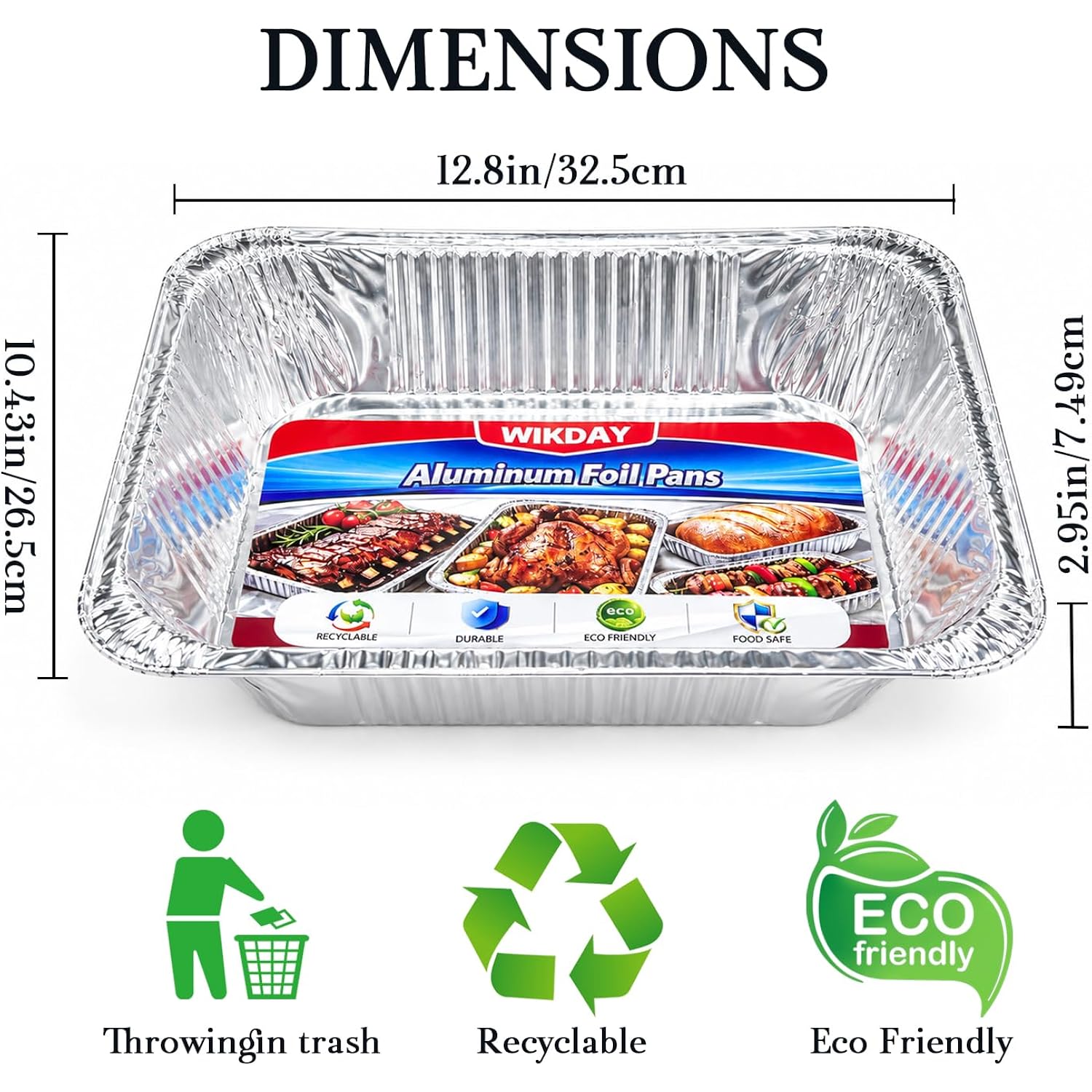 30 Pack Aluminum Foil Pans, 9X13 Disposable Baking Pans, Heavy Duty Food Containers For Baking, Cooking, Roasting, Meal Prep, Parties, Bbq & Catering
