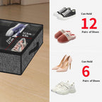 Onlyeasy Sturdy Under Bed Shoe Storage Organizer, Set Of 2, Fit 12 To 24 Pairs, Underbed Shoes Closet Storage Solution With Clear Window, Breathable, L29.3 X W23.6 X H5.9, Linen-Like Black, Mxaubsb2P