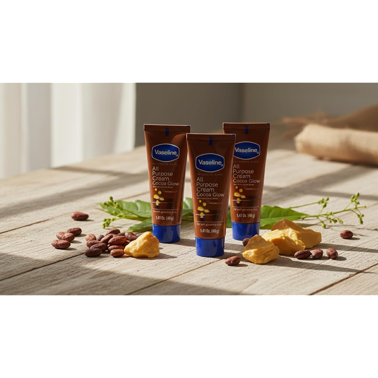 Vaseline All Purpose Cream Cocoa Glow, With Pure Cocoa Butter, 6-Pack, 1.41 Fl Oz Each, 6 Tubes