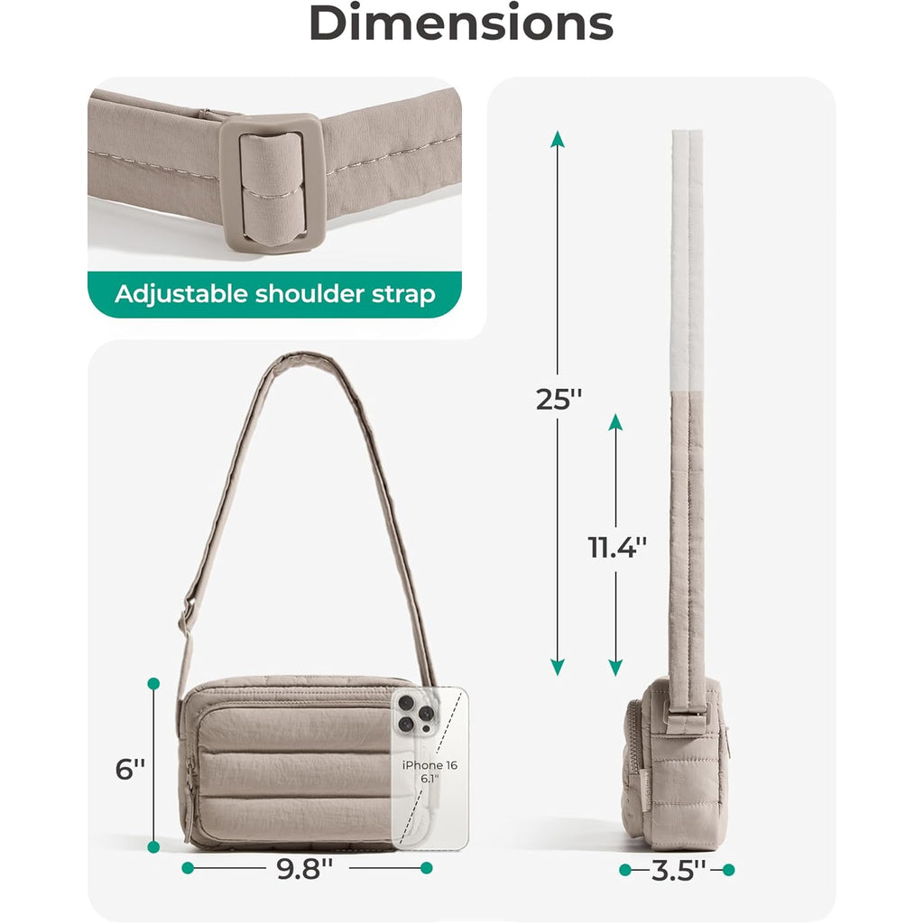 BAGSMART Crossbody Bags for Women, Puffer Crossbody Purses for Women with RFID Blocking Slots, Handbags Wallet Small Purse | Travel Purse, Small Crossbody, 3.4L Mini Purse, for Travel, Gym, Lightweight, Water-resistant
