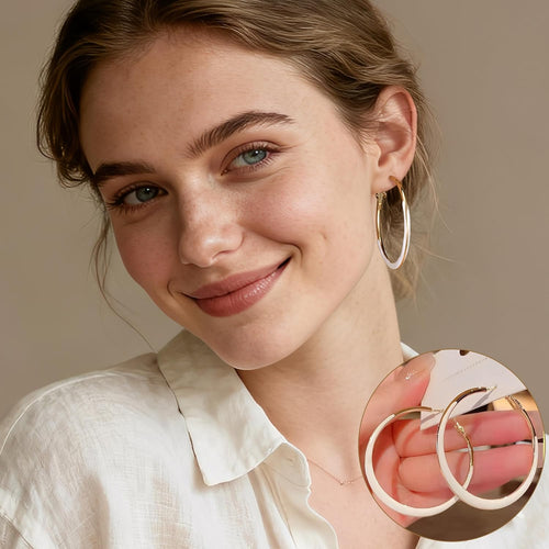 12 Pairs Gold Hoop Earrings Set for Women, Lightweight Big/Large Hoop Earrings Multipack, Hypoallergenic Gold Hoops Earrings Pack for Jewelry Gift 30mm/40mm/50mm