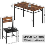 Ironck Dining Table Set For 4, Wood Kitchen Table With Upholstered Chairs For Kitchen Room And Small Spaces, Rustic Brown