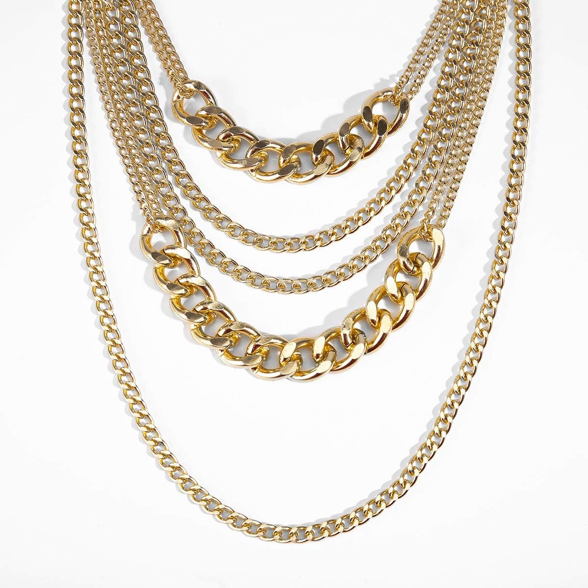 CSIYANJRY99 Chunky Gold Necklaces for Women,Multilayer Punk 80s Hip Hop Necklace,Layered Cuban Link Chain Statement Necklace 90s Freaknik Outfit Accessories for Women