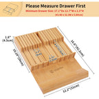 Utoplike In-drawer Knife Block Bamboo Kitchen Knife Drawer Organizer Large, handle Steak knife Holder without Knives, Fit for 16 Knife and 1 Sharpening Steel (Knives & Sharpening Not Included)