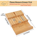 Utoplike In-Drawer Knife Block Bamboo Kitchen Knife Drawer Organizer Large, Handle Steak Knife Holder Without Knives, Fit For 16 Knife And 1 Sharpening Steel (Knives & Sharpening Not Included)