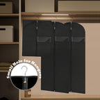 Dress Bags For Gowns Long, 60'' Garment Bags For Hanging Clothes, Suit Bag Cover For Storage And Travel (Black)