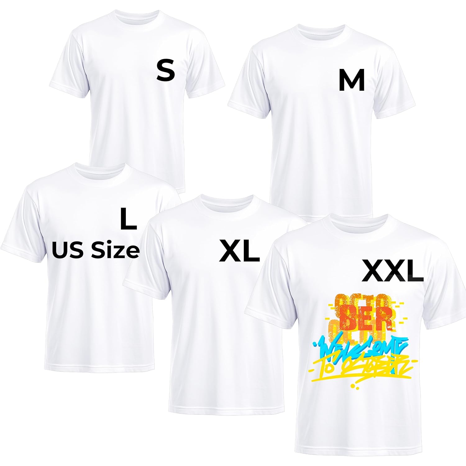 Joyclub White T Shirts Polyester Bulk Sublimation Blanks Wholesale Unisex Crew Neck Short Sleeve For Heat Transfer