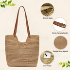 Crochet Beach Bag For Women - Summer Mesh Beach Tote Bag Boho Woven Purse Shoulder Handbags For Vacation Travel