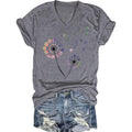Womens Vintage Flowers V Neck Shirt Boho Floral Wildflowers Graphic Tee Casual Short Sleeve T Shirt