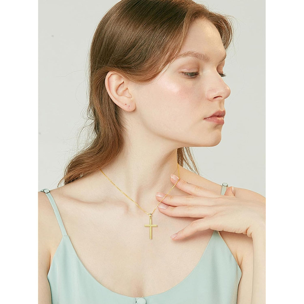 18K Gold Cross Pendant for Women Gold Cross Necklace 18K Gold Jewelry Religious Gift