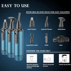 AREYZIN Nose Hair Trimmer for Men,2026 Professional 3 in 1 Painless RechargeableEar and Nose Trimmer,IPX7 Waterproof Eyebrow Facial Hair Trimmer Body Grooming Kit Dual EdgeBlades