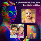 Uv Blacklight Face Paint,15 Bright Colors Neon Fluorescent Body Painting Palette,Water Activated Eyeliner,Water Based Makeup Glow In The Dark Halloween Washable For Kids Adult Body Paint