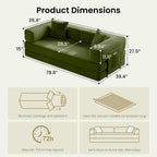78.8" Convertible Futon Sofa Bed, Boneless Couch For Living Room