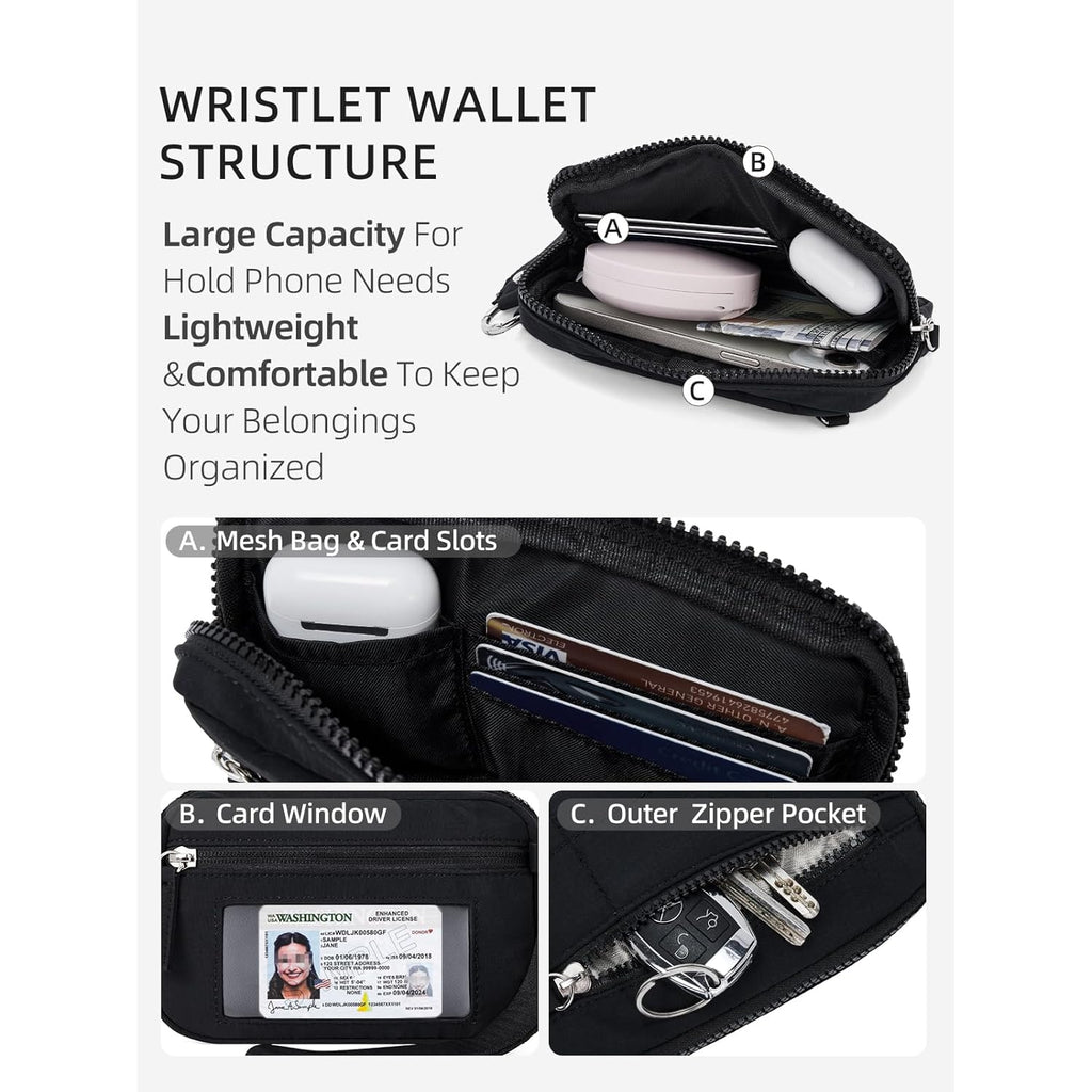 WESTBRONCO Wristlet Wallets for Women – RFID Blocking Quilted Nylon Phone Wallet, Card Holder Purse for Travel & Everyday Use