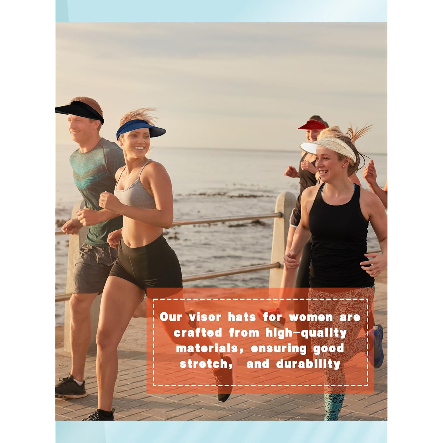 6 Pack Adult Sun Visor Hats Wide Brim Sun Visors UV Protection Summer Beach Visor for Women Girls Outdoor Running