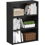 Furinno PASIR Book Shelf, 3-Tier Bookshelf, Storage Shelves Bookcase, 9.7 x 23.7 x 31.5, for Living Room, Bedroom, Home Office, Americano