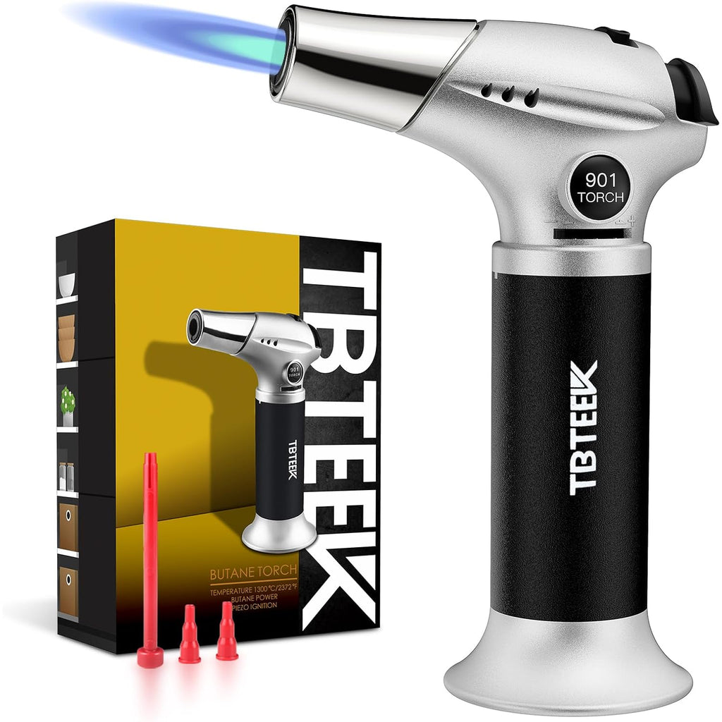 Butane Torch, Kitchen Torch Cooking Torch With Safety Lock & Adjustable Flame For Cooking, Bbq, Baking, Brulee, Creme, Diy Soldering(Butane Not Included)