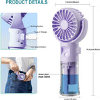 Handheld Misting Fan，Rechargeable Battery Operated ，Portable 4 Speeds & 55Ml 360° Swiveling Personal Fan For Travel Camping Outdoor (Purple)