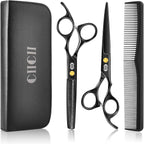 Hair Cutting Scissors Shears Kit, Professional Barber Haircut Scissors Set (6.7 Inch Hair Beard Hairdressing Trimming Haircutting Thinning Shears) For Men Women Hairdresser Home Salon (Black)