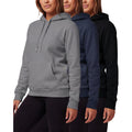 Real Essentials 3 Pack: Women'S Fleece Long-Sleeve Pullover Hoodie Active Sweatshirt Kangaroo Pocket - (Available In Plus)