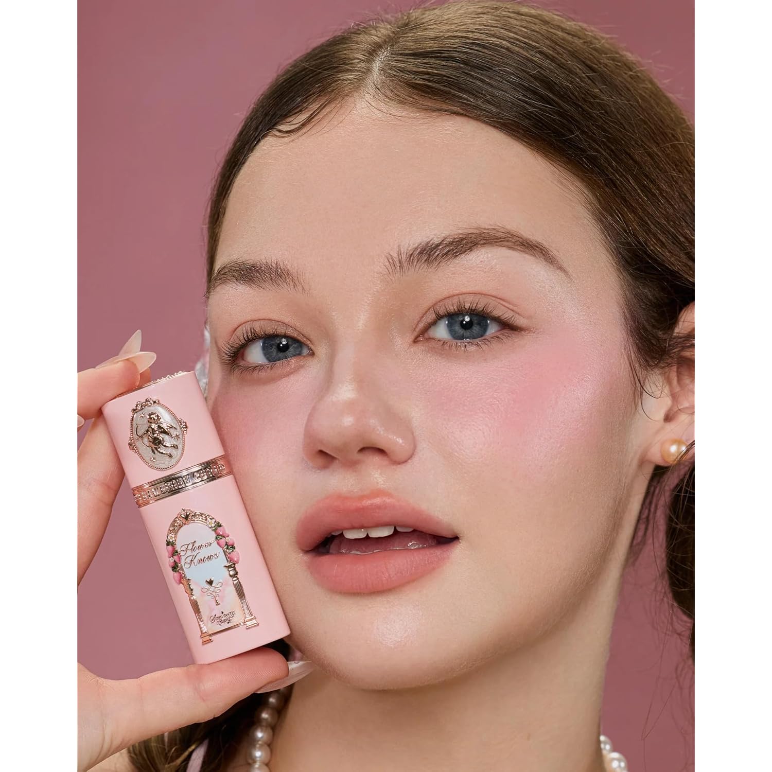 Flower Knows Strawberry Cupid All Day Glow Liquid Blush,Sweat & Water-Resistant Dewy Blush for Cheeks,Blendableand Hydrating Baby Pink Face Makeup for Women & Girls,0.25 Fl Oz(01 Frosty Strawberry)
