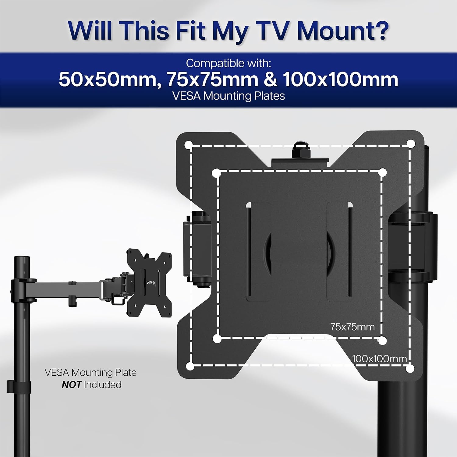 Vivo Steel Vesa Tv And Monitor Mount Adapter Plate Bracket For Screens 23" To 42" | Conversion Kit For Vesa Up To 200X200Mm (Mount-Ad2X2)