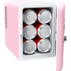 Frigidaire Retro 9-Can Mini Personal Fridge Portable Cooler for Car, Office, Bedroom, Dorm Room, or Cabin, 11.8" D x 7.1" W x 10.1" H, PINK