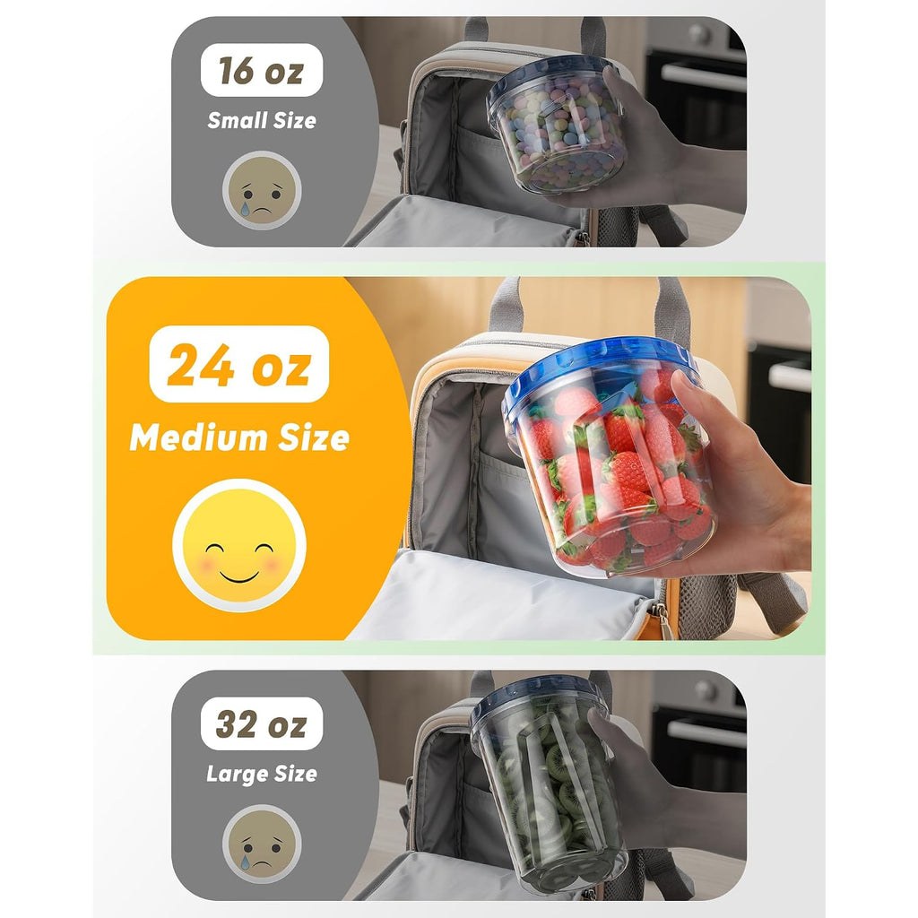 Biuleon 6 Pack-24 Oz Freezer Storage Containers, Plastic Food Storage Containers With Twist Top Lids, Bpa Free And Reusable Soup Containers With Lids, Leakproof/Microwave/Dishwasher Safe