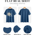 Womens Plus Size Dandelion Print Tshirt Cute Graphic Floral Tees Short Sleeve Summer Blessed Tee Tops