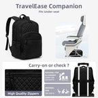 Backpack For Women,College Backpack,Quilted Casual Daypack,Waterproof Bookbag For 15.6Inch Laptop (Black)