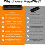 Megawise Powerful And Compact Vacuum Sealer Machine One-Touch Automatic Food Sealer