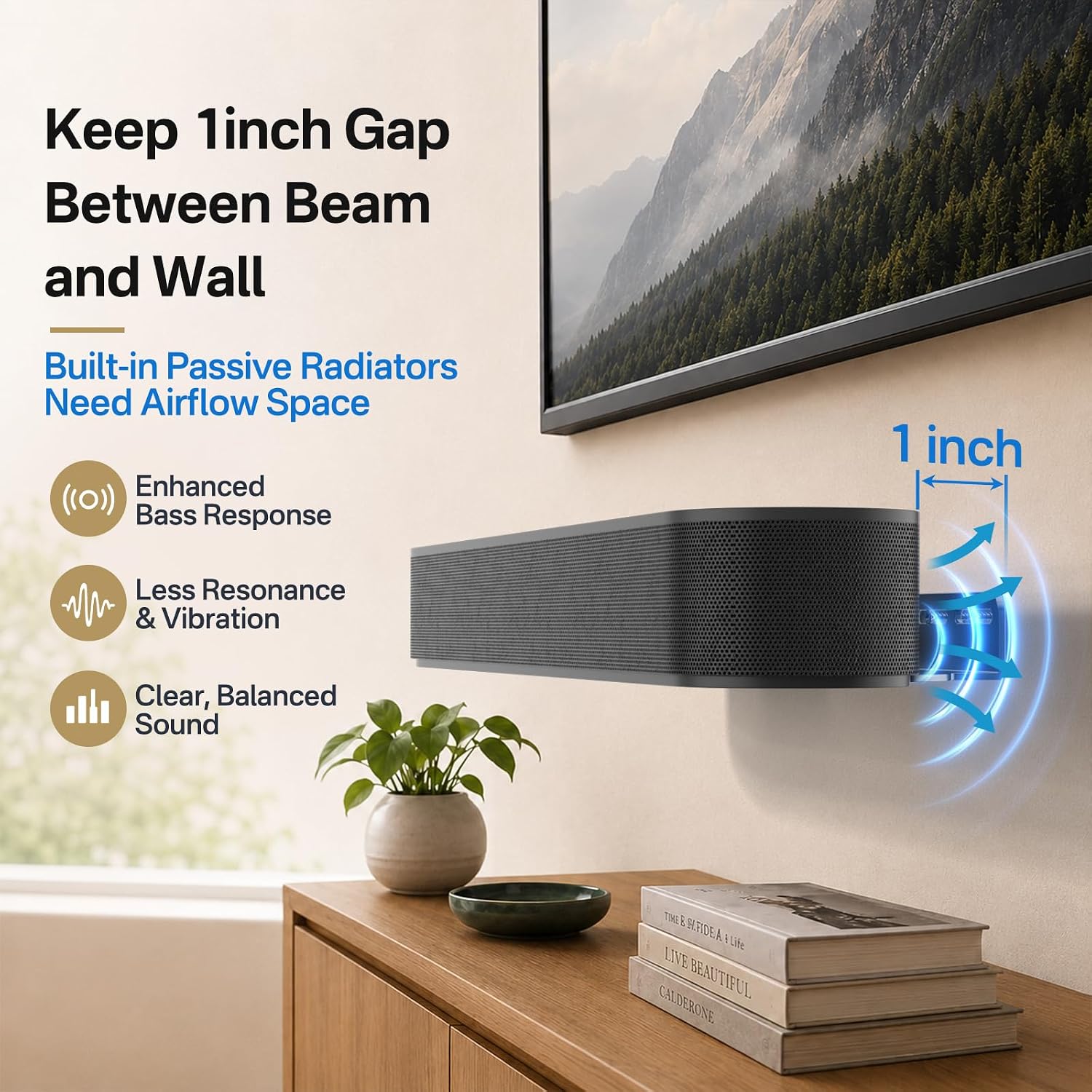 Notiela Soundbar Mount For Sonos Beam Wall Mount Black - Heavy Duty Wall Bracket Mount For Sonos Beam Gen 1 & Gen 2 Mounting Bracket For Space Saving