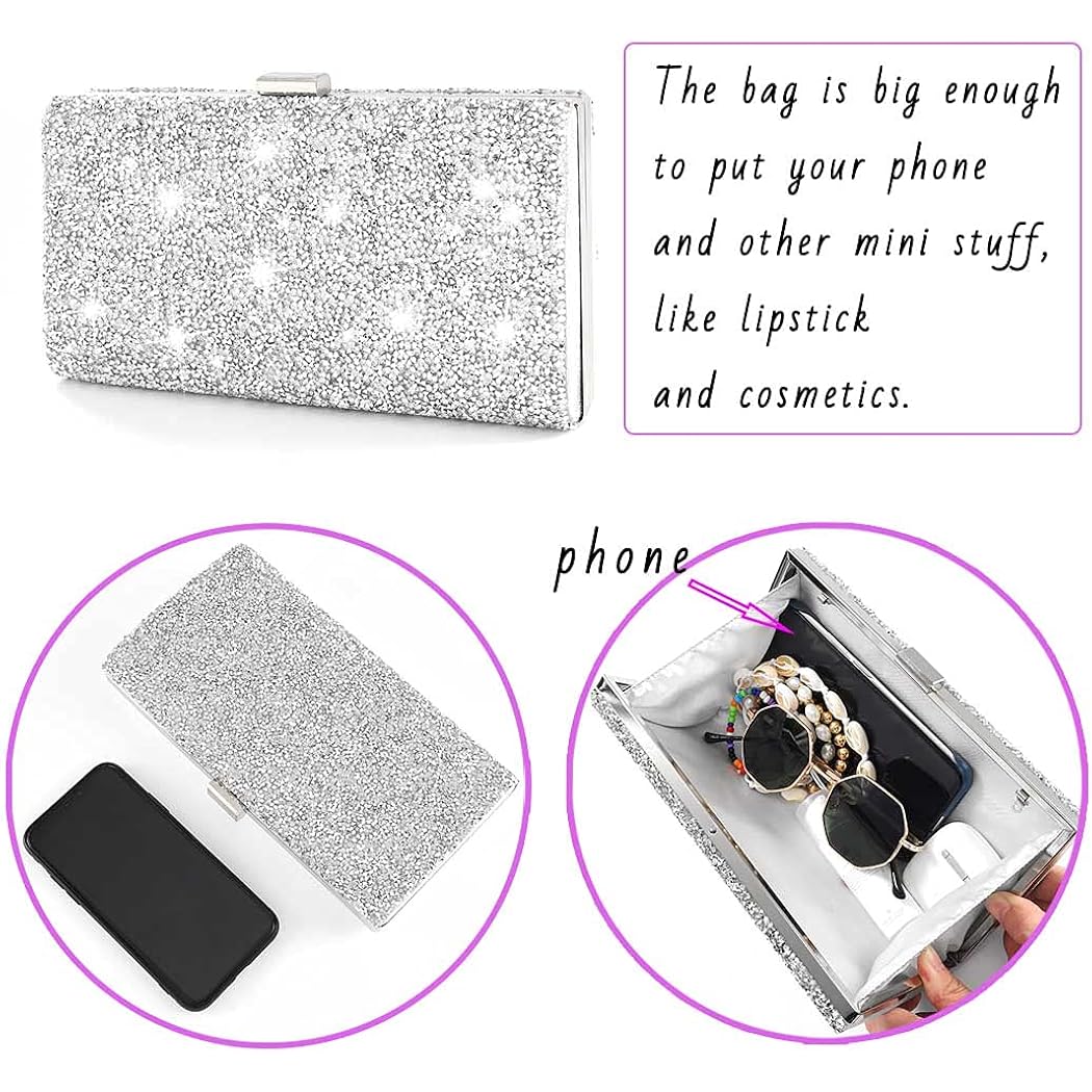 ELABEST Rhinestone Clutch Purse Bling Evening Bag for Women Formal Dress Wedding Double Sided Diamond Handbag