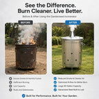 20-Gallon Galvanized Steel Incinerator Can With Lid & Vent Holes, High-Heat Outdoor Burn Bin For Leaves, Paper, Yard Waste & Garden Debris, Silver