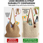 Crochet Beach Bags For Women, Reinforced Strap Woven Tote Bag With Zipper, Lined Boho Summer Vacation Travel Purse