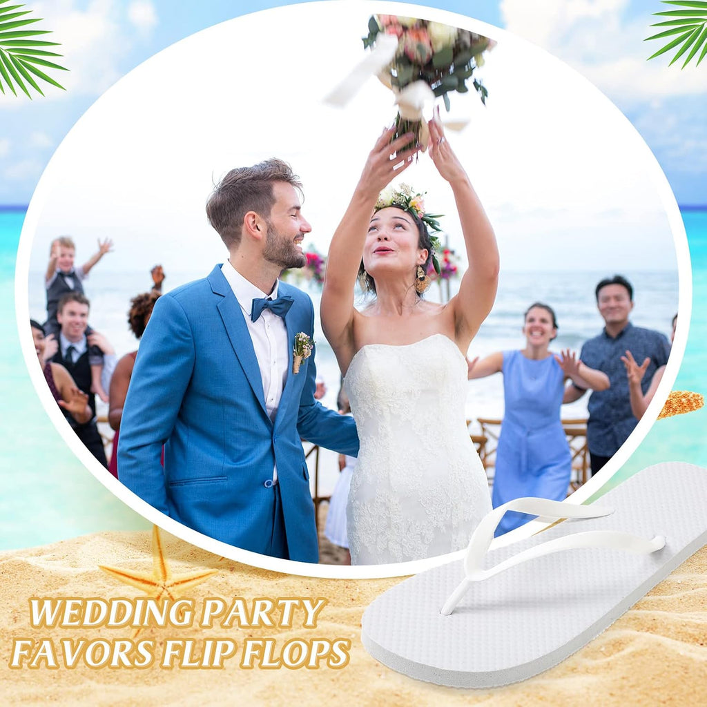 Unittype 24 Pairs Flip Flops Bulk For Wedding Guest Slippers Wedding Flip Flops With Cards Bags For Pool Beach Party