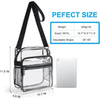 Clear Bag For Stadium Events 12X6X12 Clear Purse With 3-Zipper Pockets Crossbody Handbag Tote For Concerts Sports