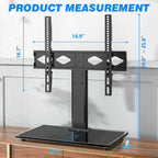 Rfiver Universal Table Top Tv Stand Tv Base Replacement For Most 27-60 Inch Lcd Led Flat Curved Screen Tvs Holds Up To 88Lbs, Height Adjustable Tv Mount Stand With Tempered Glass Base, Vesa 400X400Mm